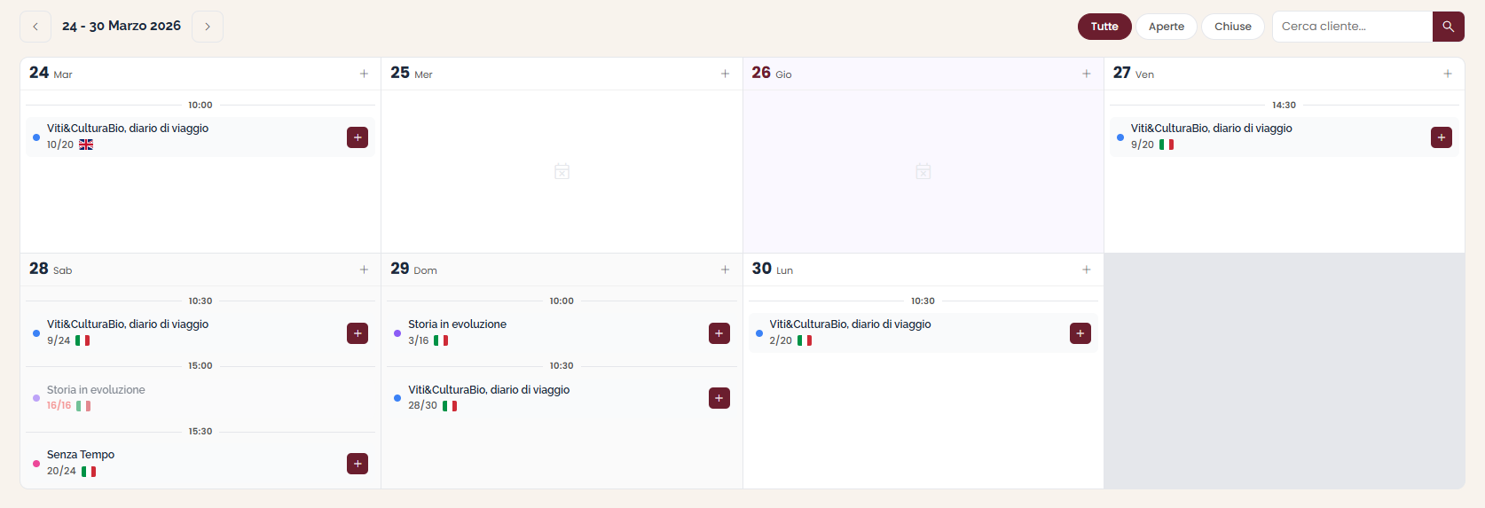 Calendario programmazione visite